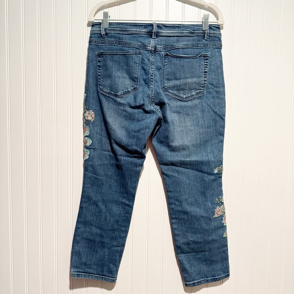 J Jill Cropped Embroidered Jeans Size 8 - Picture 4 of 5